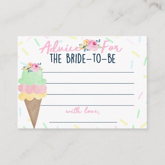 Ice Cream Bridal Shower Mini Advice Cards (Front)