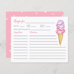 Ice Cream Bridal Shower Recipe Card