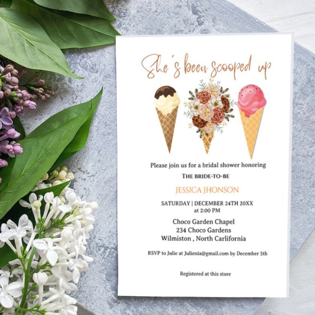 Ice cream bridal shower she's been scooped up  card (Creator Uploaded)