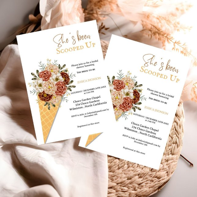 Ice cream bridal shower she's been scooped up  invitation (Creator Uploaded)
