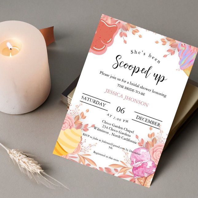Ice cream bridal shower she's been scooped up  invitation (Creator Uploaded)
