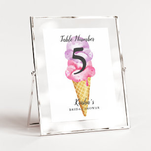 Ice Cream Bridal Shower Table Number