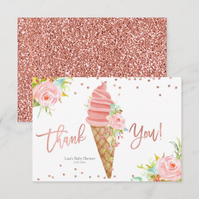 Ice Cream Bridal Shower Thank You Card (Front/Back)