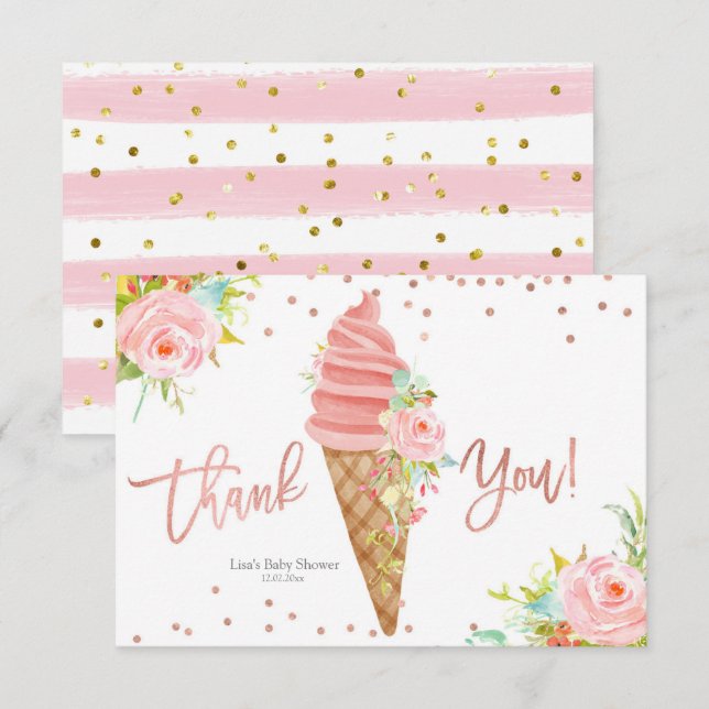 Ice Cream Bridal Shower Thank You Card (Front/Back)