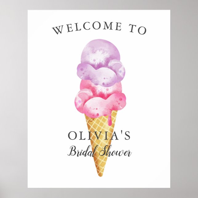 Ice Cream Bridal Shower Welcome Sign (Front)