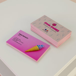 Ice Cream Business   Minimalist Pink  Business Card