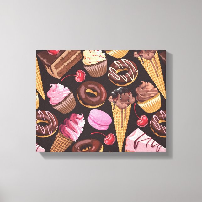 Ice Cream, Cake, Cupcakes and Cheesecake Delight Canvas Print (Front)