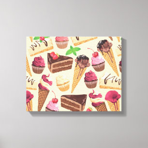 Ice Cream, Cake, Cupcakes and Cheesecake Delight Canvas Print