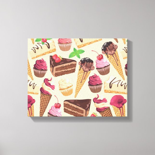 Ice Cream, Cake, Cupcakes and Cheesecake Delight Canvas Print (Front)