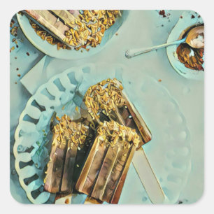 Ice cream cake square sticker