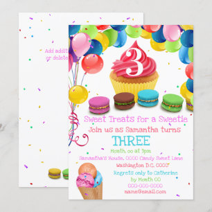 Ice cream candy land sweetie birthday party invitation