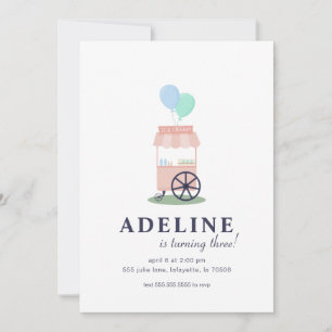 Ice Cream Cart Birthday Party Invitation