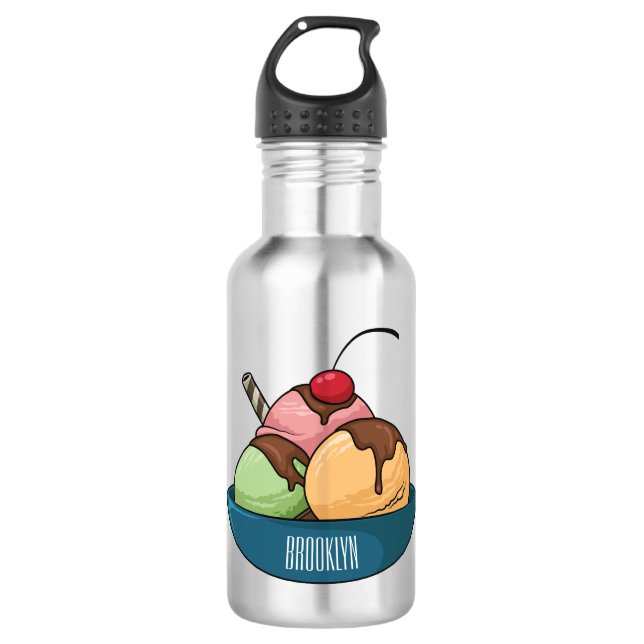 Ice cream cartoon illustration  532 ml water bottle (Front)