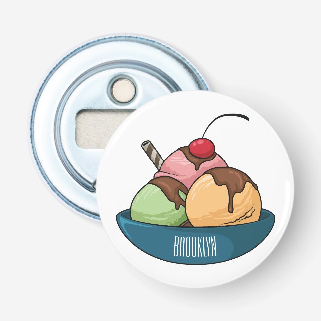 Ice cream cartoon illustration  bottle opener (Front)