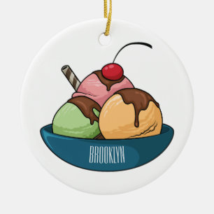Ice cream cartoon illustration  ceramic tree decoration
