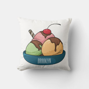 Ice cream cartoon illustration  cushion