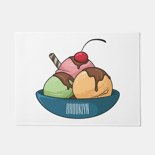 Ice cream cartoon illustration  doormat (Front)