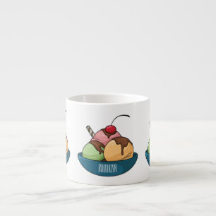 Ice cream cartoon illustration  espresso cup