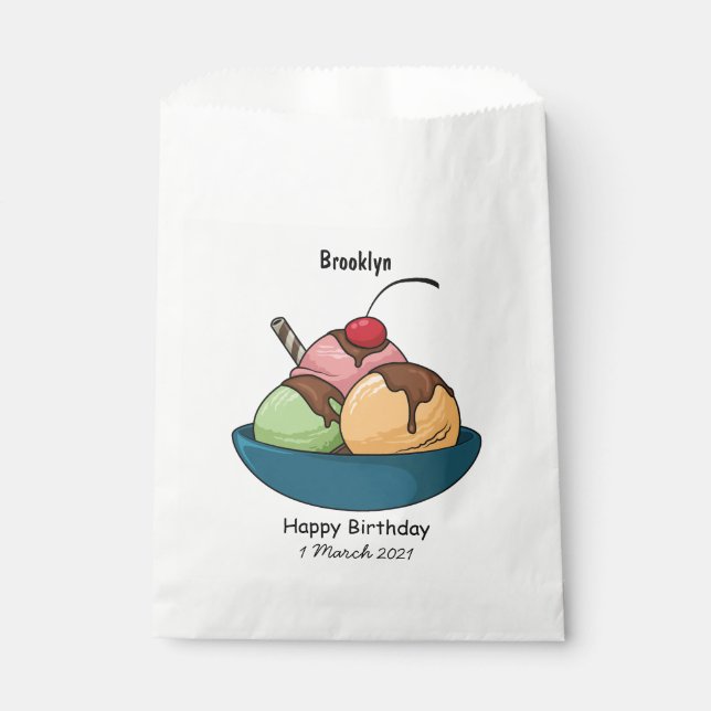 Ice cream cartoon illustration favour bags (Front)