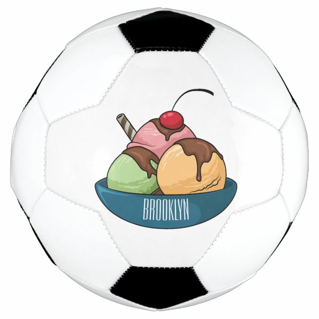 Ice cream cartoon illustration  football (Front)