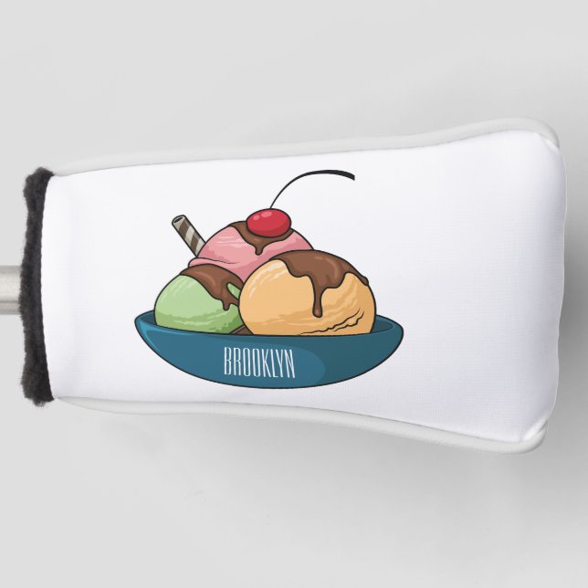 Ice cream cartoon illustration  golf head cover (Front)