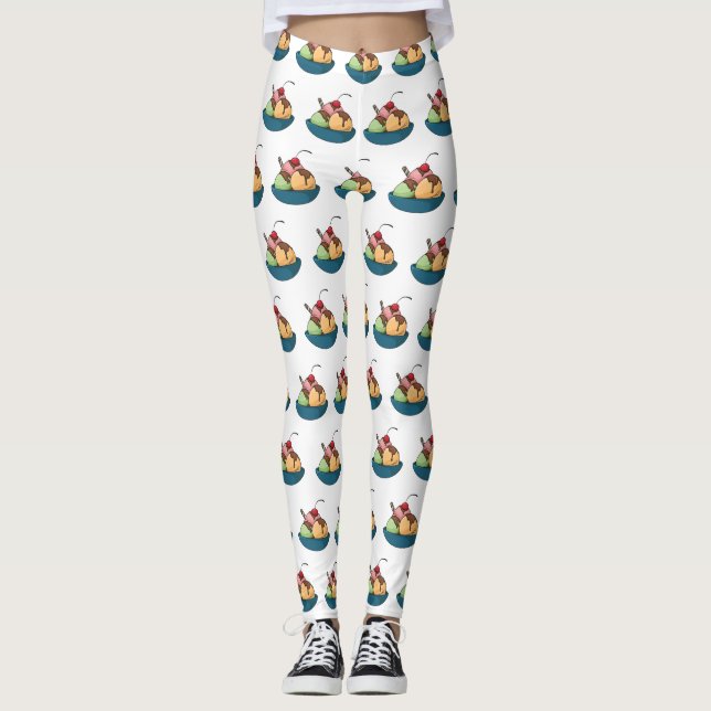 Ice cream cartoon illustration  leggings (Front)