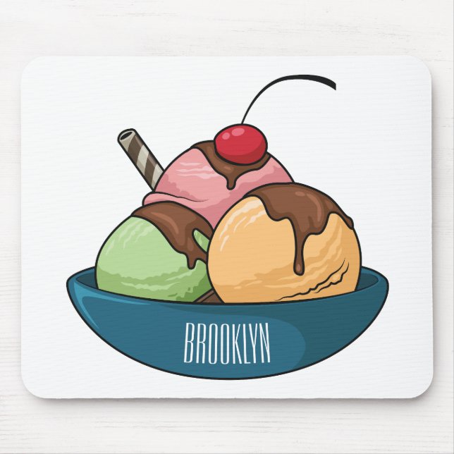 Ice cream cartoon illustration  mouse mat (Front)