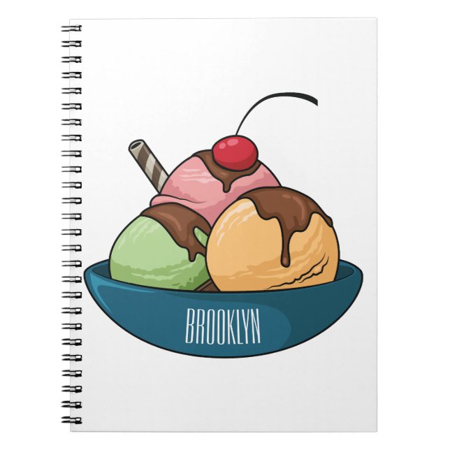 Ice cream cartoon illustration  notebook (Front)