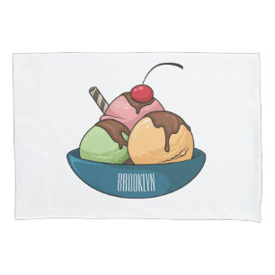 Ice cream cartoon illustration  pillowcase