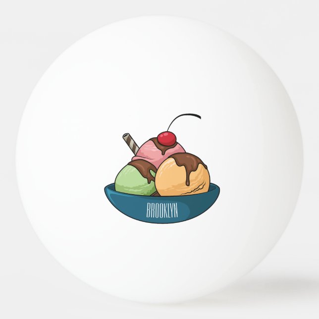 Ice cream cartoon illustration  ping pong ball (Front)