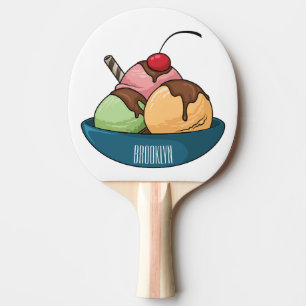 Ice cream cartoon illustration ping pong paddle