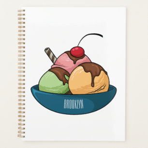 Ice cream cartoon illustration planner