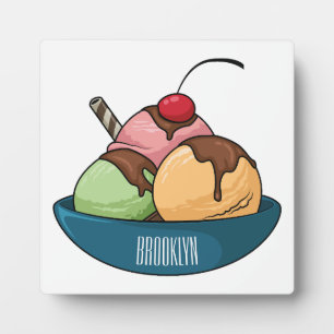 Ice cream cartoon illustration  plaque