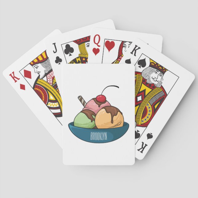 Ice cream cartoon illustration  playing cards (Back)