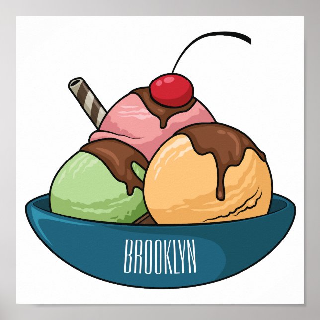 Ice cream cartoon illustration  poster (Front)
