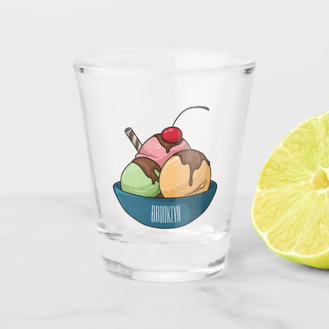 Ice cream cartoon illustration  shot glass (Front)
