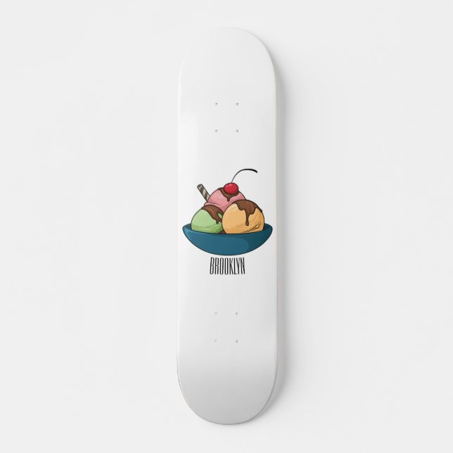 Ice cream cartoon illustration  skateboard (Front)