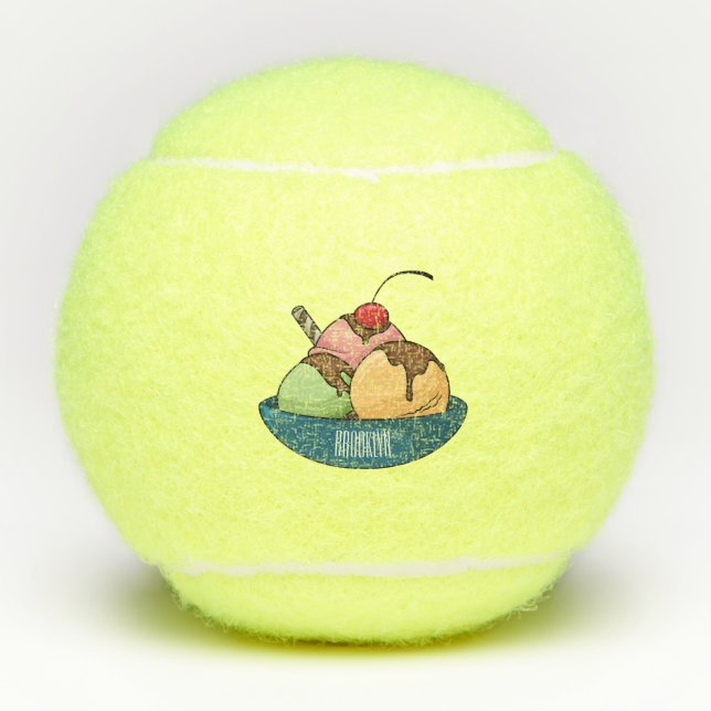 Ice cream cartoon illustration  tennis balls (Front)
