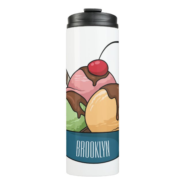 Ice cream cartoon illustration  thermal tumbler (Front)