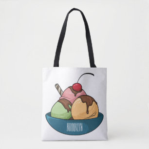 Ice cream cartoon illustration  tote bag
