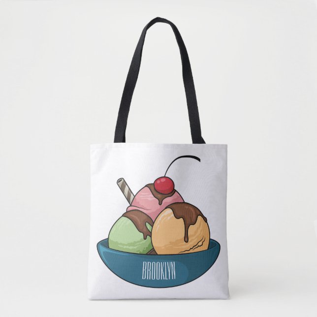 Ice cream cartoon illustration  tote bag (Front)