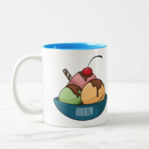 Ice cream cartoon illustration  Two-Tone coffee mug