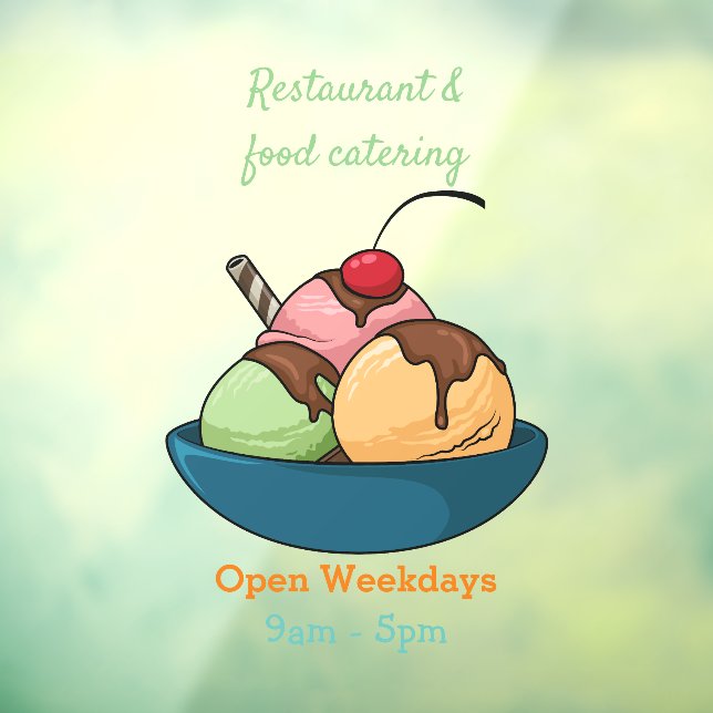 Ice cream cartoon illustration window cling (Sheet 3)