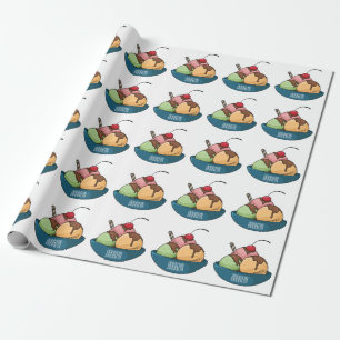 Ice cream cartoon illustration wrapping paper