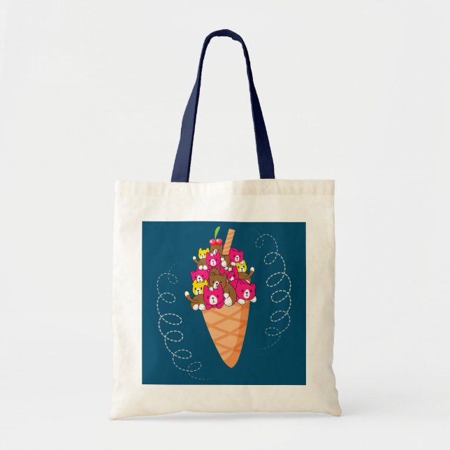 Ice Cream Cat Dairy Food Sundae Gelato Kitty Meow Tote Bag (Front)