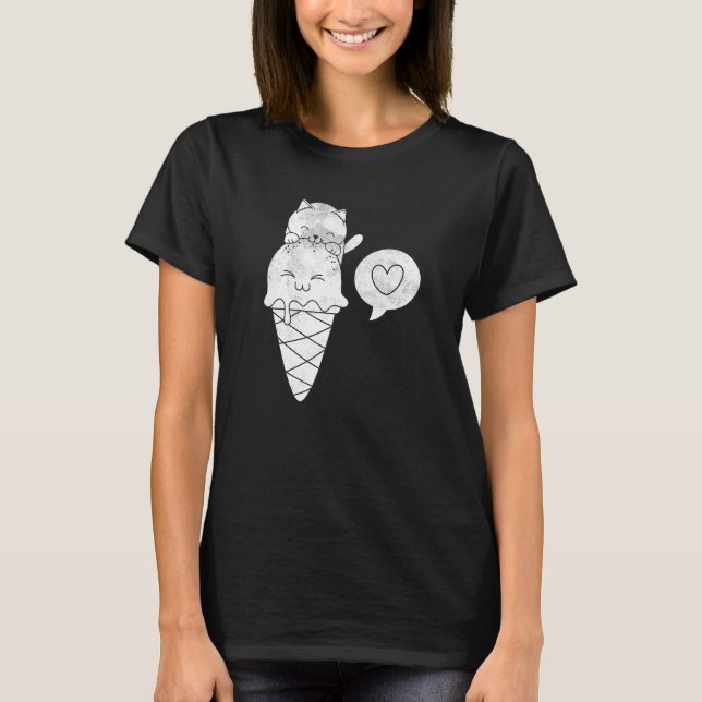 Ice Cream Cat Sweet Summer Dessert Gelato   T-Shirt (Front)