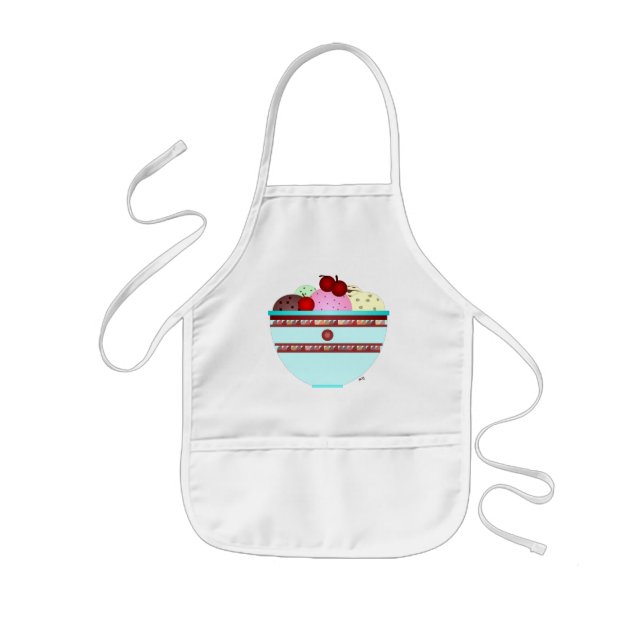Ice cream & cherries kids apron (Front)