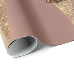 Ice Cream Chocolate Blue Metallic Rose Gold Wrapping Paper