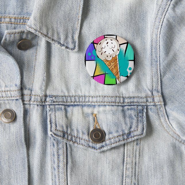 Ice Cream Chocolate Chips 6 Cm Round Badge (In Situ)