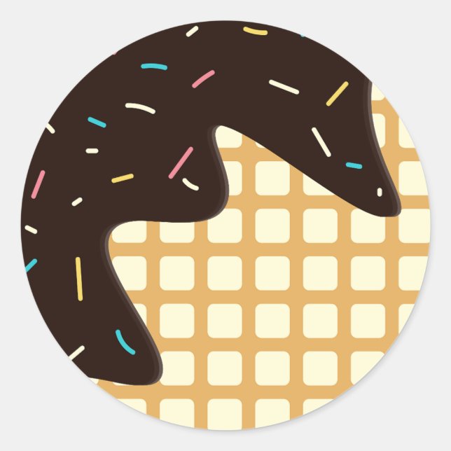 Ice Cream Chocolate Scratch summer cone Pattern Classic Round Sticker (Front)